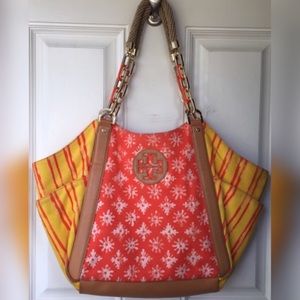 Tory Burch Canvas Rope Tote Purse Handbag Boho